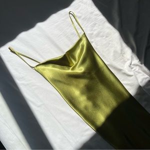 Moon River Green Satin Dress